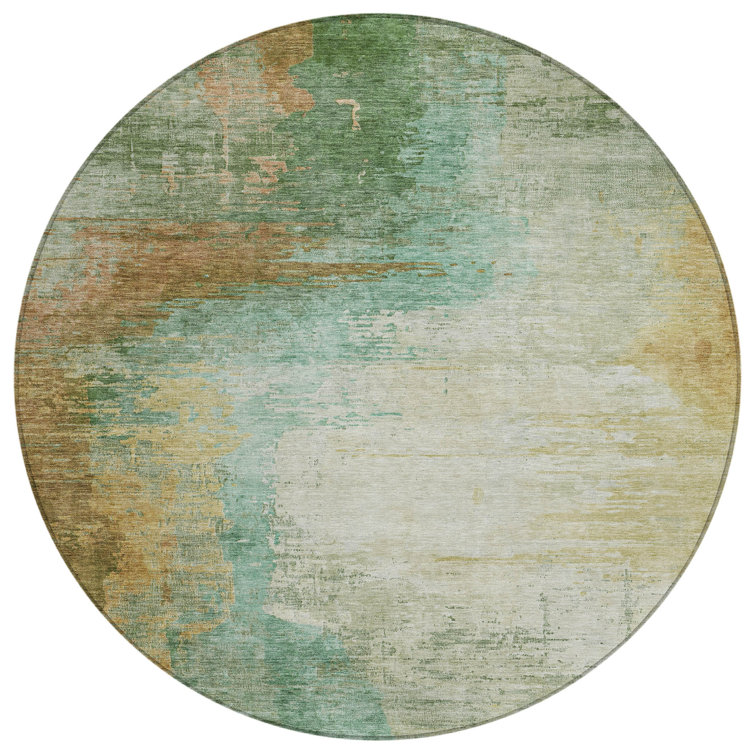 Machine Washable Indoor/Outdoor Xhevrie Aloe Rug