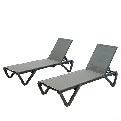 Patio Chaise Lounge Outdoor Aluminum Polypropylene Chair With Adjustable Backrest, Poolside Sunbathing Chair For Beach,Yard,Balcony