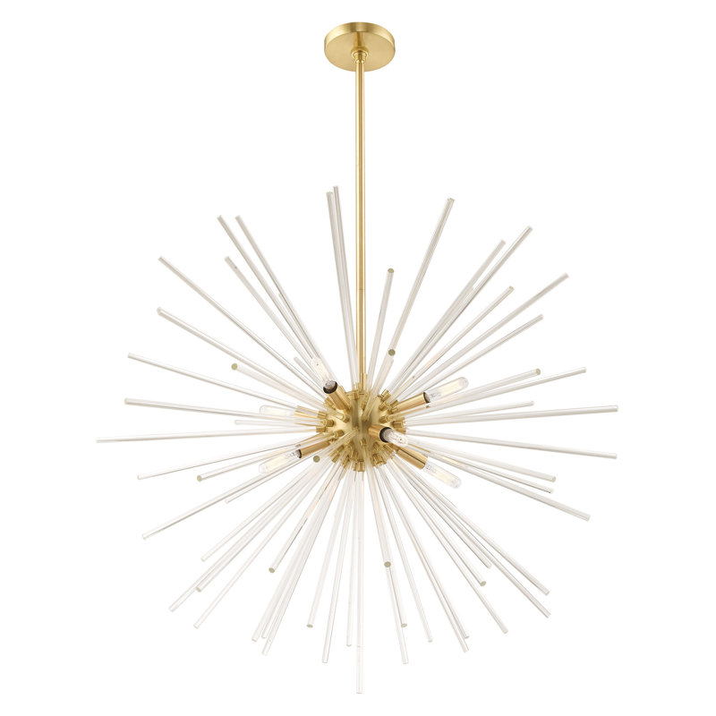 Lustre sphérique spoutnik à 8 lumières Ryzen, Laiton satiné, H 38 po x l 34 po x P 34 po