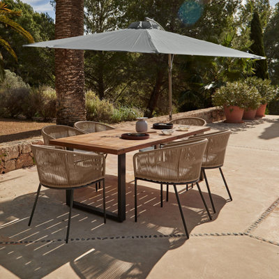 Fabiano Rectangular 6 - Person 82cm Long Dining Set with Cushions and Umbrella