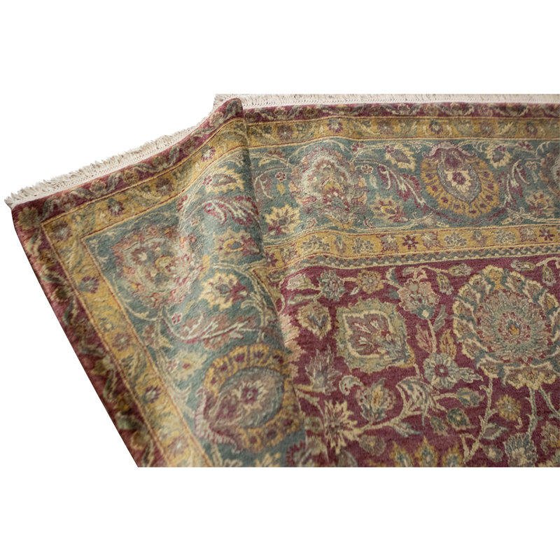 High-Quality Hand-Knotted Red And Green Area Rug