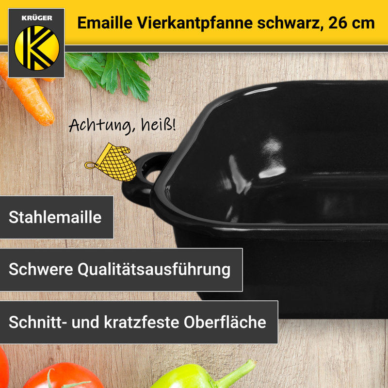 Karl Krüger Enamel Square Pan Black, 6" H x 16" W x 26" L