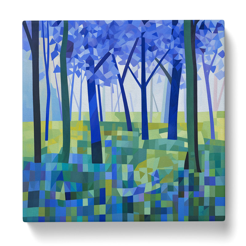 Bluebell Field Suprematism - Wrapped Canvas - Framed Print, 35cm H x 35cm W x 3cm D