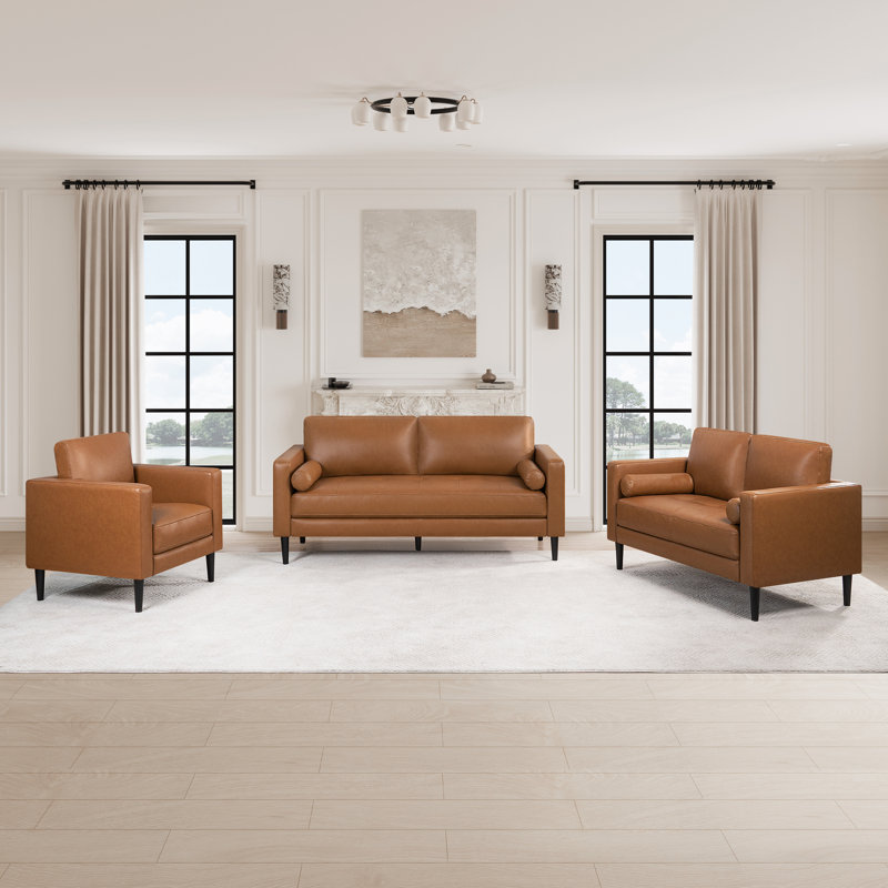 Ensemble 3 pièces de canapé, causeuse et fauteuil en cuir Air