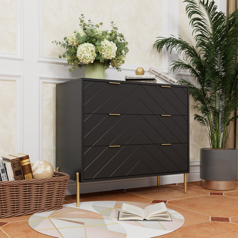3-Drawer Nightstand Modern Tall Bedside Table with Storage Drawers, Black