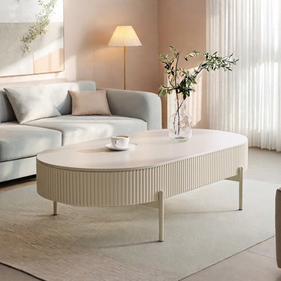 Cream Style Oval Marble Coffee Table