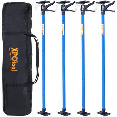 4 Pack Adjustable Support Pole,Steel 3Rd Hand Support System,Support Rod For Jacks Cargo Bars Drywalls,Cabinet Jacks For Installing Cabinets,Extends From 45 To 114 Inch ,With Carry Bag