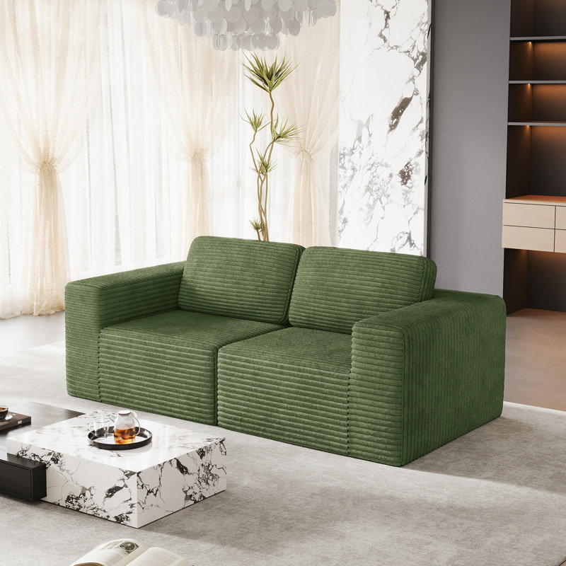2 Seater Corduroy Sofa, Green