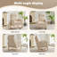 Chaise berçante commerciale moderne pour sièges de restaurant - dossier haut, repose-pieds réglable, revêtement doux en molleton, pieds en bois clair, poches latérales, confort ergonomique | Beige