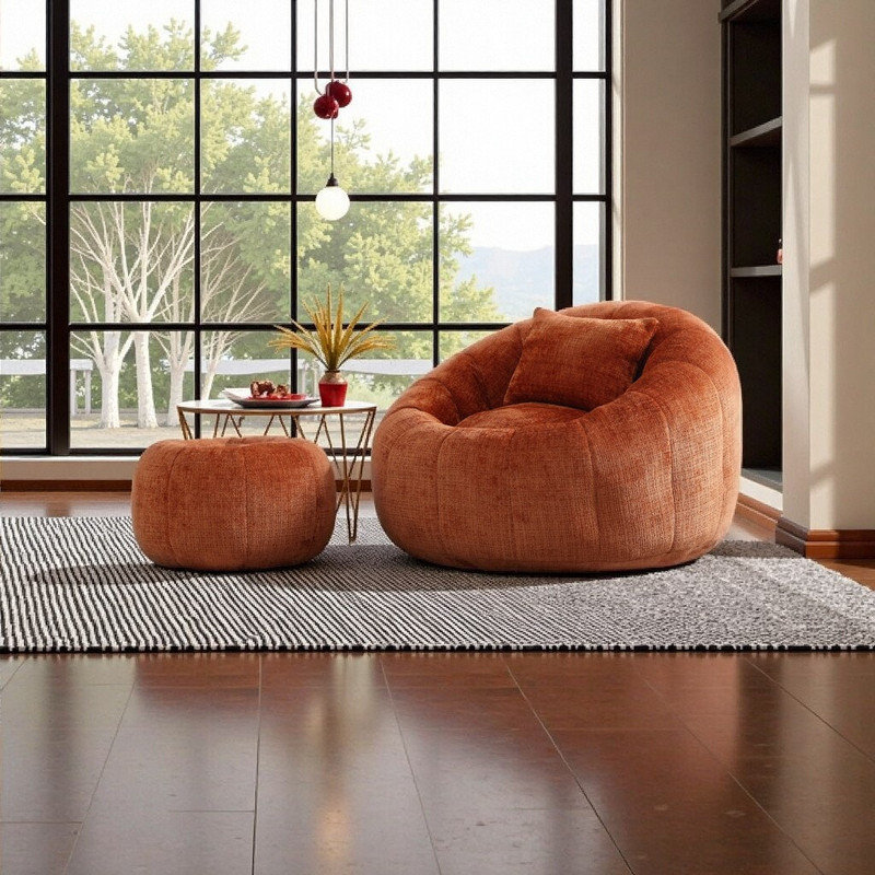 Fauteuil à billes en chenille avec pouf 38,98 Lavara, Orange