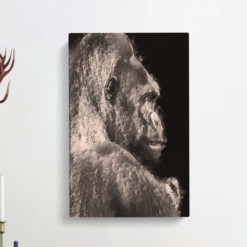 Silverback Gorilla In Abstract - Wrapped Canvas Print, 60cm H x 40cm W x 3cm D