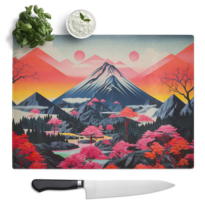 Mountains Geometric  Glass Chopping Board