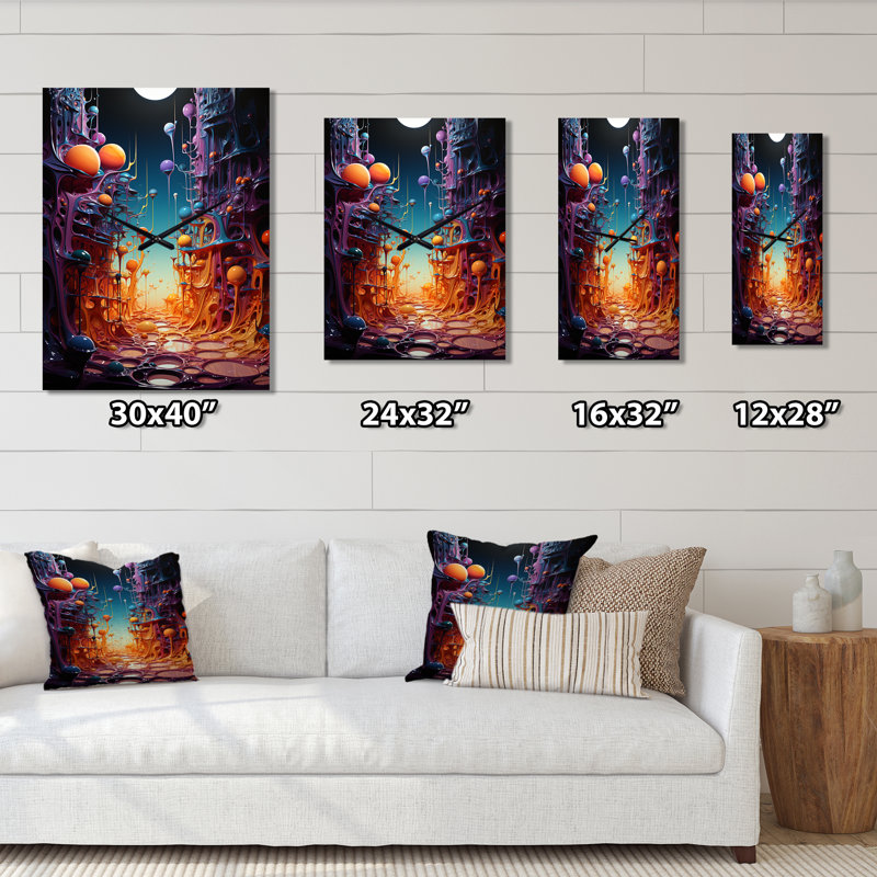 Horloge murale Dahntay - Paysages abstraits, Grand