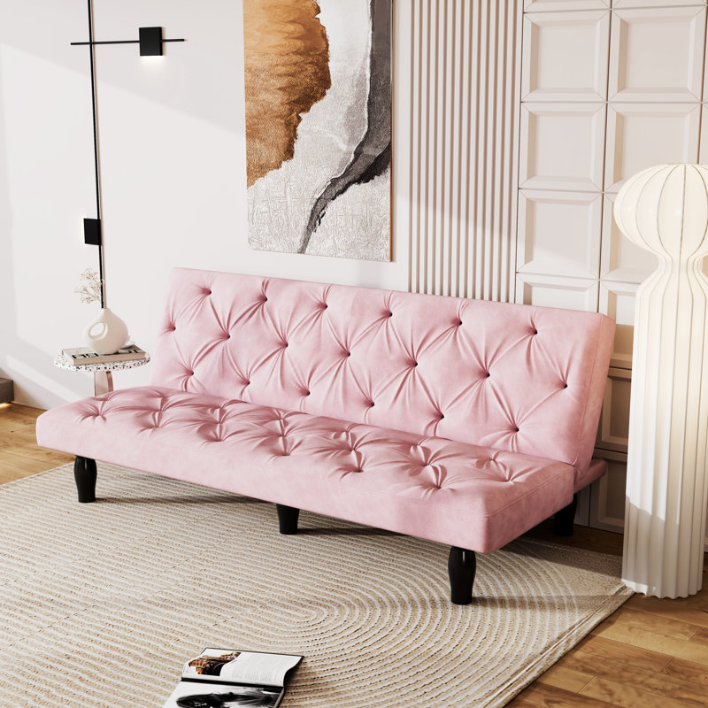 Lit en velours rose avec profondeur de 66 pouces, cadre, 3 positions réglables, rembourrage en mousse à haute élasticité, s'adapte à tous les lits décoratifs, engrenages pour passer, conception, soutien, coussins de siège relaxants