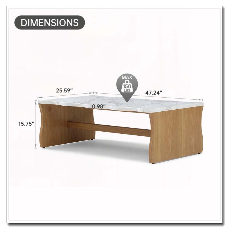 Table basse Living Room Waves, Bois naturel