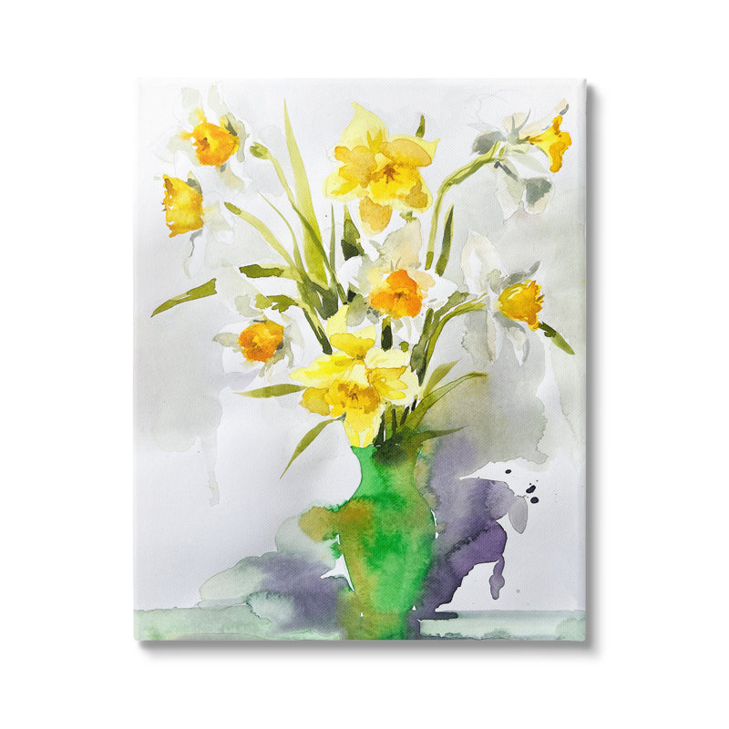 «Modern Daffodils Vase On Canvas» par Claudia Bianchi, impression, H 48 po x l 36 po x P 1,5 po
