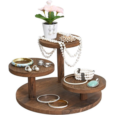3-Tier Wooden Display Riser for Jewelry
