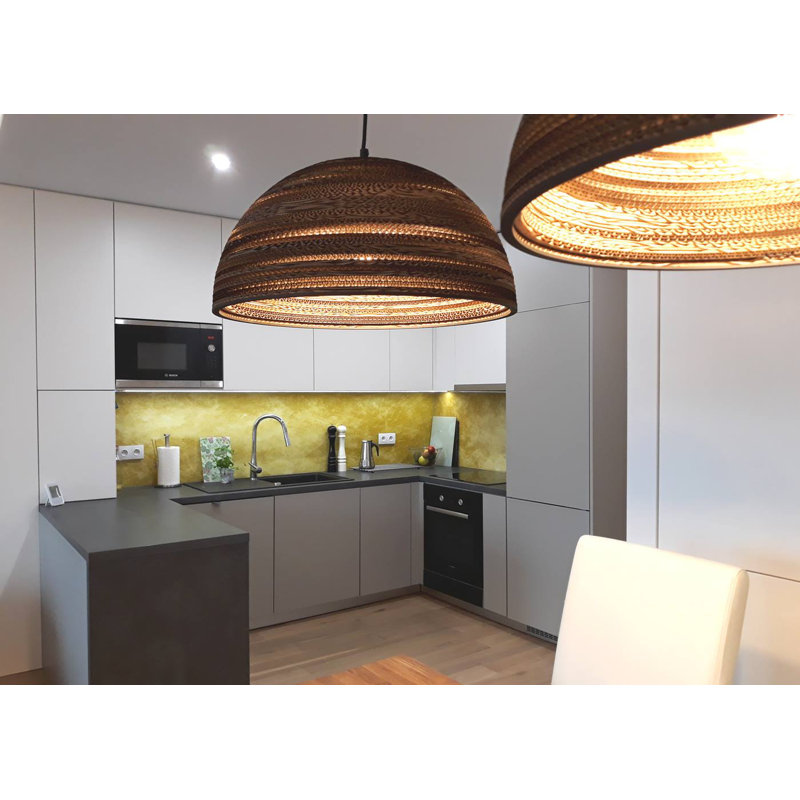 Gabe 1 - Light Brown Dome Pendant, 26cm H x 55cm W x 55cm D