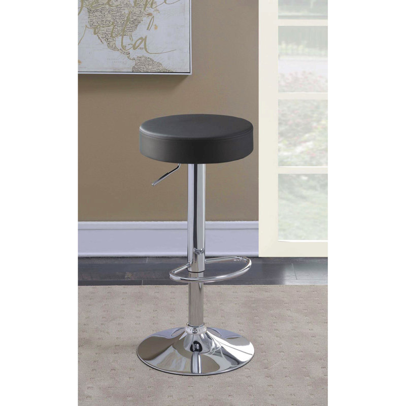 Black And Chrome Adjustable Hydraulic Bar Stool