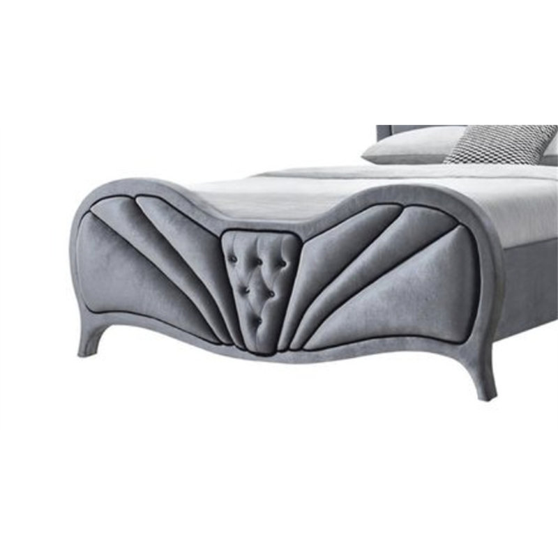 Lit en velours gris Dante