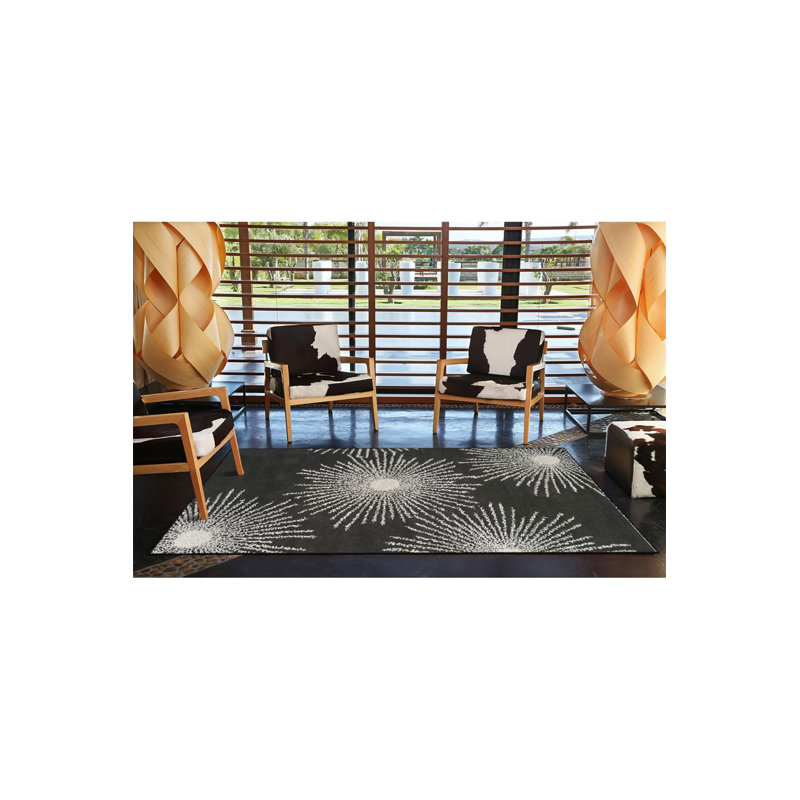 Tapis noir lavable en toile d'araignée à motif géométrique, Tapis de couloir 2 pi 6 po x 6 pi 7 po inclus