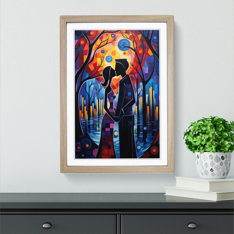 Lovers Expressionism - Framed Print, Oak , 64cm H x 46cm W x 2cm D