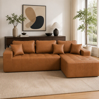 Sofa d'angle en similicuir avec méridienne