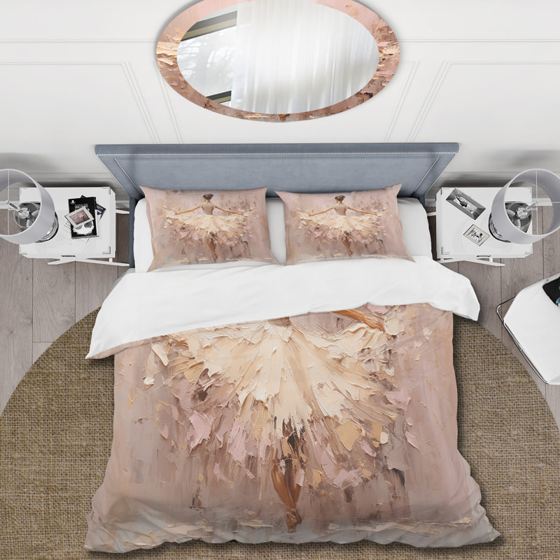 Ensemble de housse de couette beige or et minimalisme Ballerina II - Ballet, Housse de couette très grand et 2 très grandes t