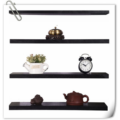 4 Piece Solid Wood Floating Shelf