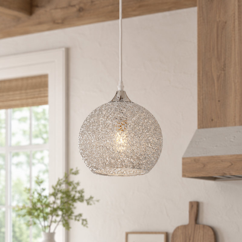 Modern 1 - Light Silver Globe Single Pendant Light For Kitchen Island Dining Area Bedroom (Bulb Include)