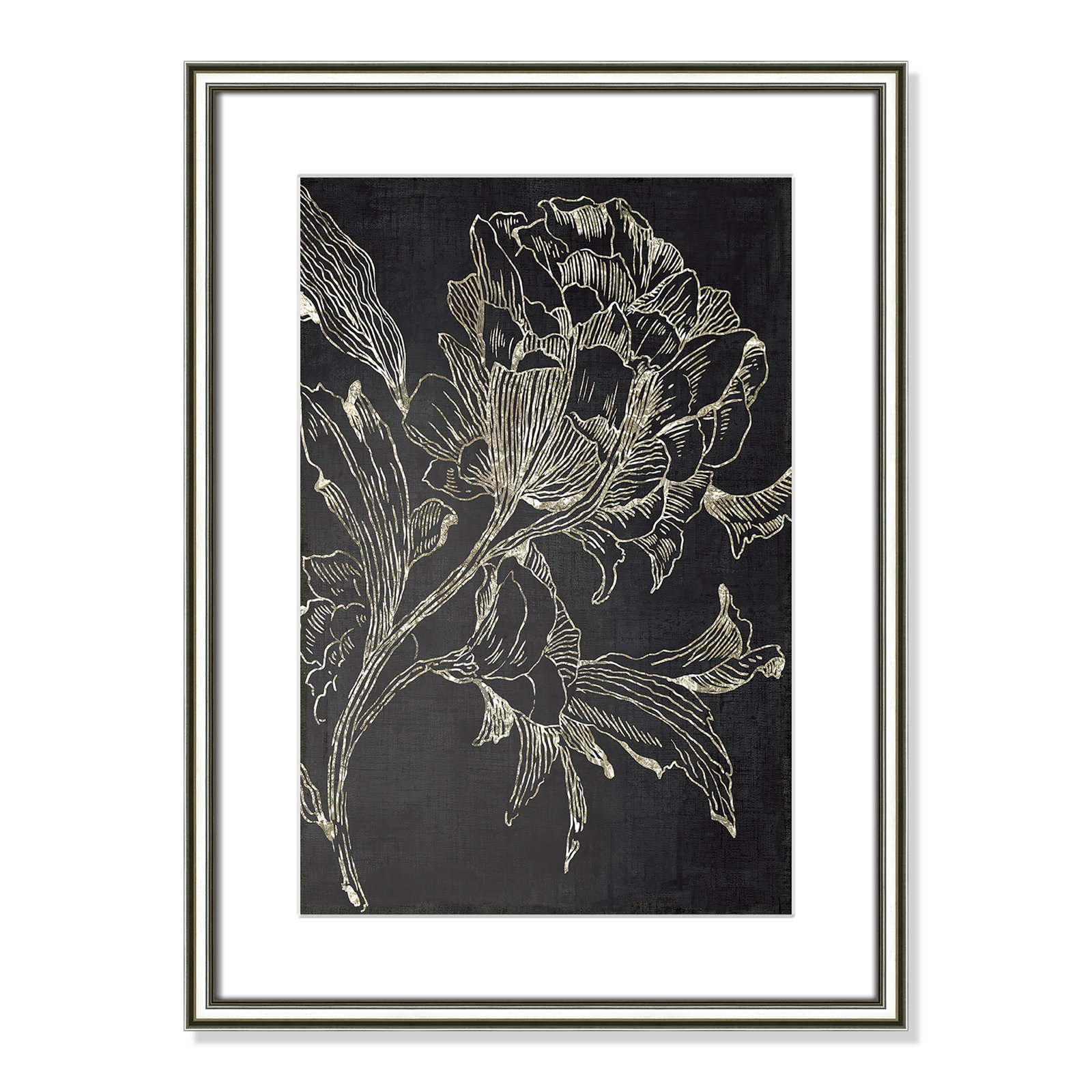 Clarendon "Golden Flower Folklore I" Print, 24.25" H x 18.25" W, Silver Framed