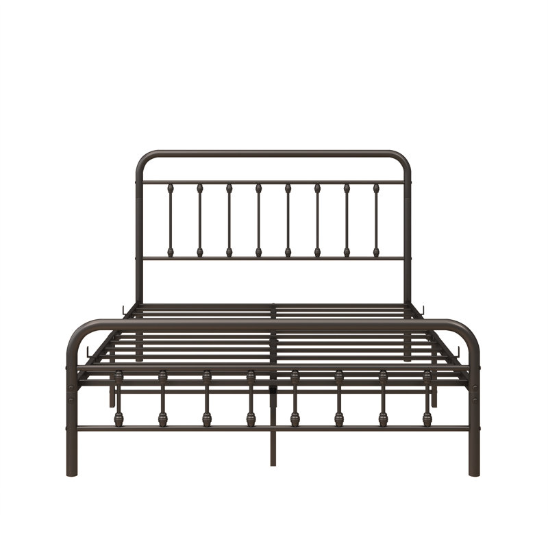 Structure de lit plateforme en métal avec tête de lit, support de lattes solide, aucun sommier requis, assemblage facile