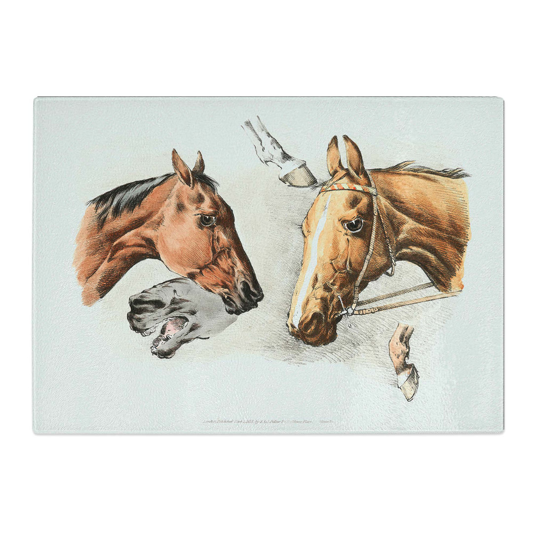 Tempered Glass Horse Heads and Hoofs by Henry Alken Chopping Board