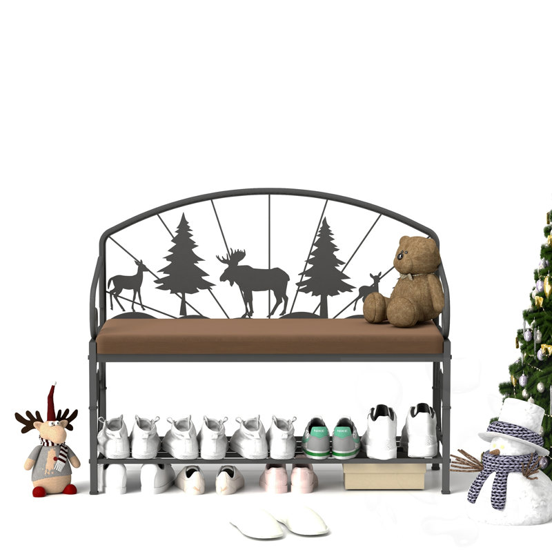 Entryway Bench with Shelf and Cushion