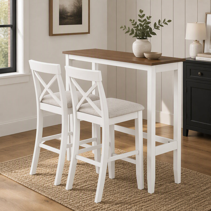Ensemble de coin-repas en bois Farmhouse, Brun, Blanc
