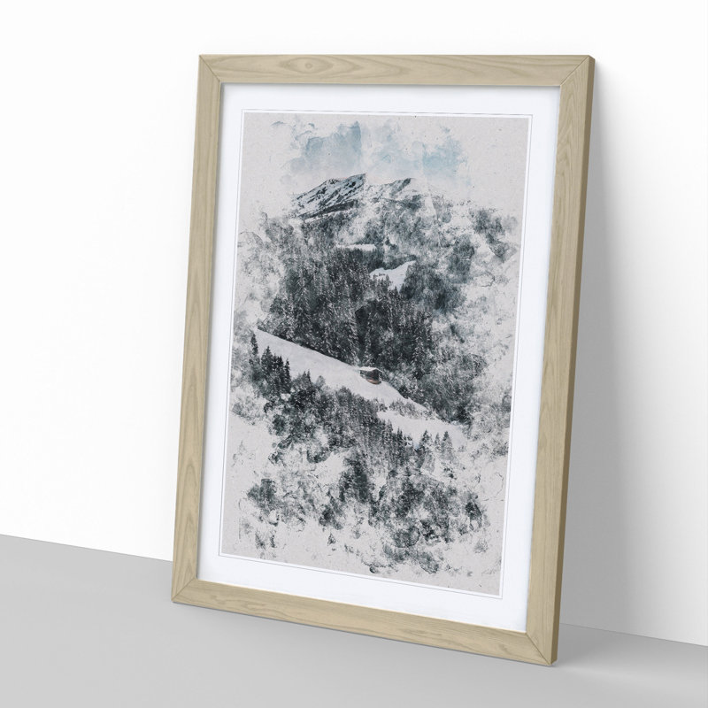 Winter Forest Vol.10 Watercolour - Picture Frame Graphic Art, 36cm H x 27cm W x 2cm D, Oak