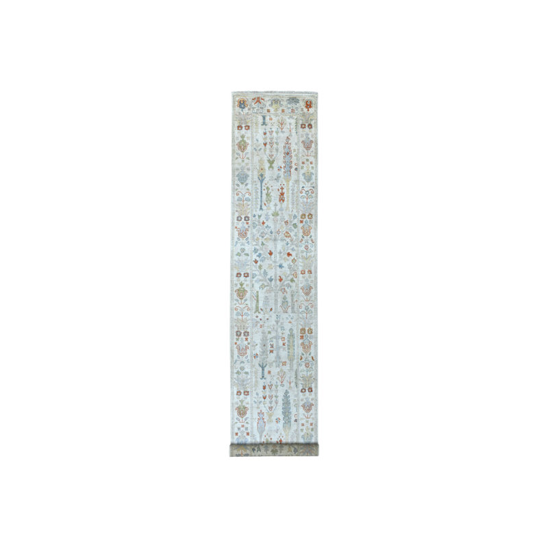 Tapis en laine noué à la main 2 pi 9 po x 15 pi 6 po Angora Oushak avec cyprès DC4437EC90EF40C6BE2C8DA077D1212D