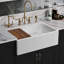 Whitehaus Collection Front Apron Single Bowl Fireclay Kitchen Sinks with Cutting Board and Grid-149444489