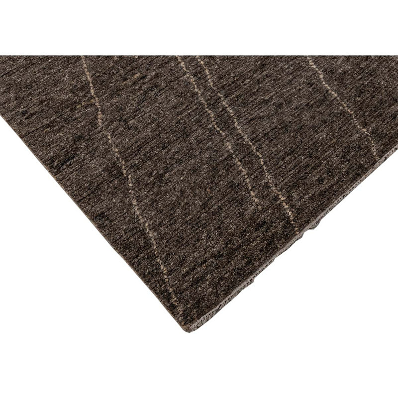 Wool Geometric Area Rug in Brown, Rectangle 6' x 9'