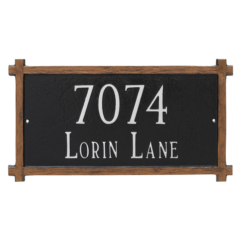 Plaque d’adresse murale sur 2 lignes, Blanc / noir, Oui