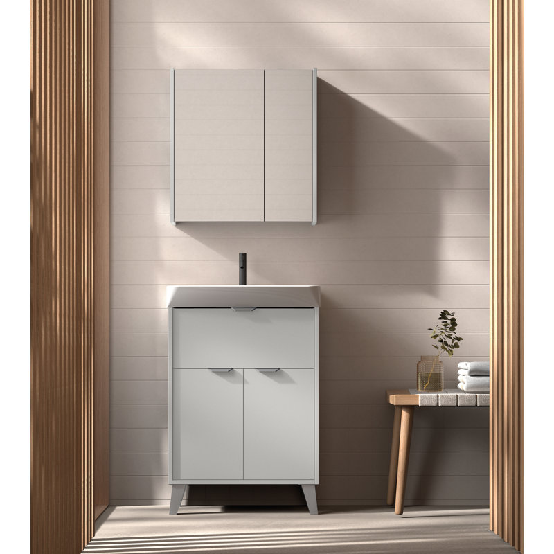 24" Midi Free Standing Vanity With Sink, White