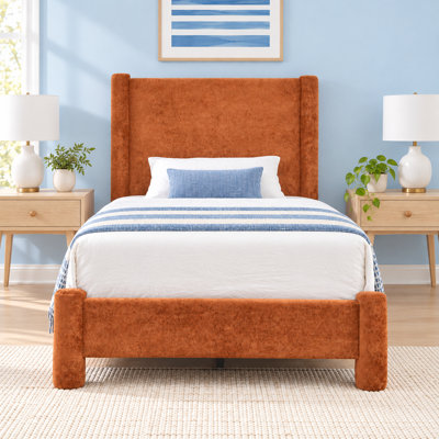  Wauseon Luxury Post Upholstered Bed with Fluffy Velvet, Soft Rounded Corners, No Box Spring Required, Easy Assembly