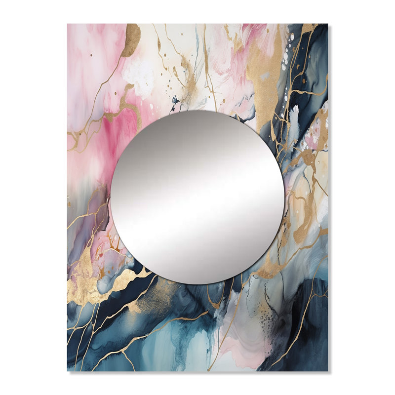 Jaymarie, Exploration des profondeurs de la géode bleue I - miroir unique en marbre, grand miroir mural moderne, impression d'art en métal