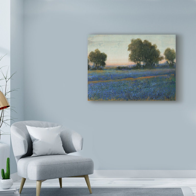 « blue capot field ii », reproduction de peinture à l’acrylique sur toile, H 14 po x l 19 po x P 2 po