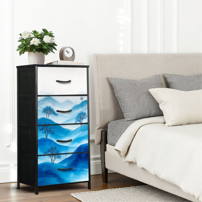 4 Drawer Dresser for Bedroom, Narrow Chest of Drawers, Wooden Top and Study Iron Frame 18"x37.5"-(WxH)