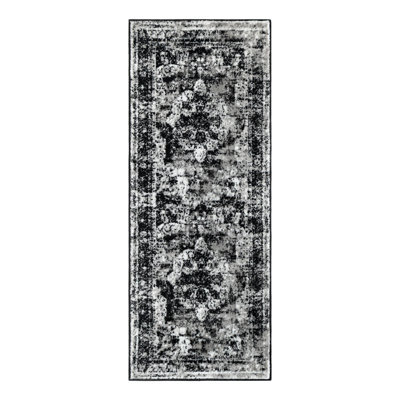 Adetoun Traditional Power Loom Performance Black/Gray Rug