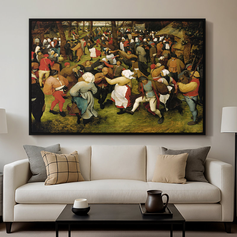 La danse du mariage (2), v. 1566-Peter Bruegel l'Ancien, toile tendue avec châssis, 26 x 40, Noir
