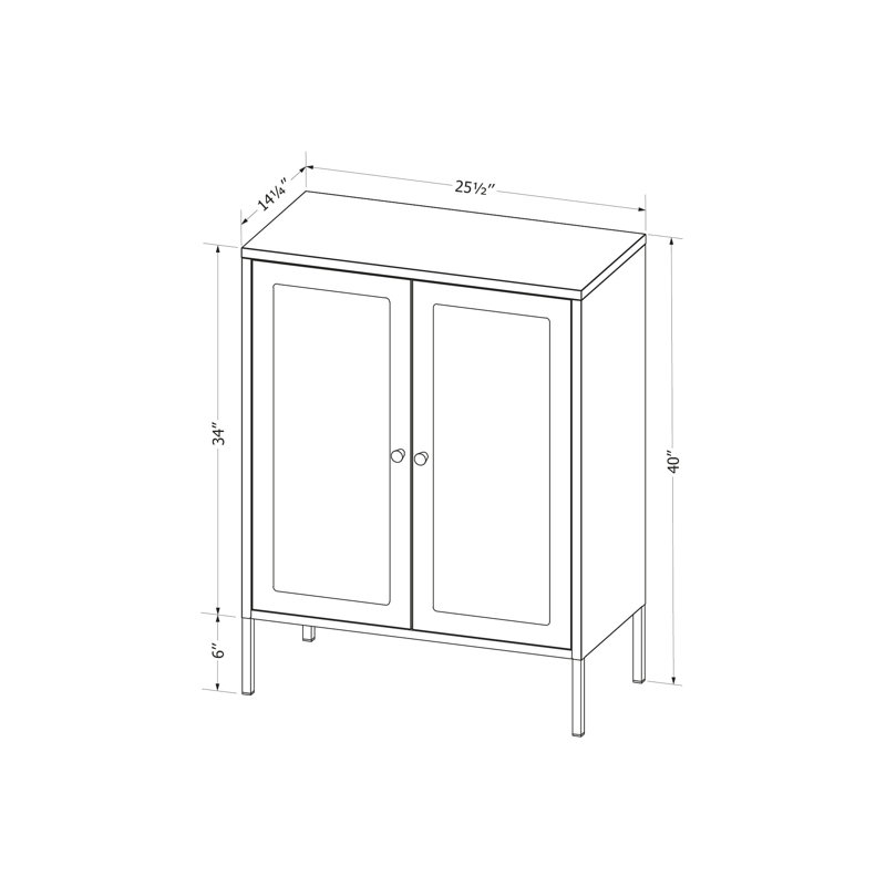 White Metal Storage Cabinet with Fluted Glass Doors