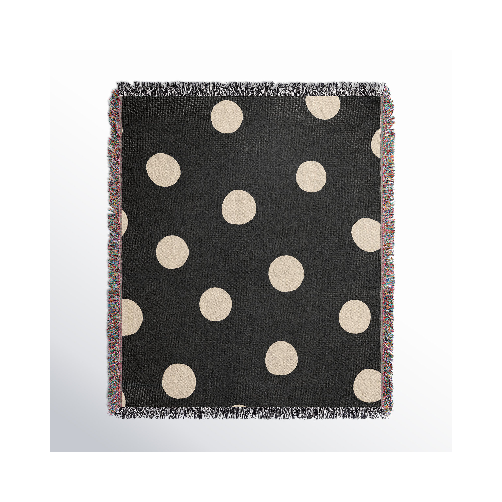 Leonore Cotton Hand Woven Throw Blanket, Queen, Black/Beige