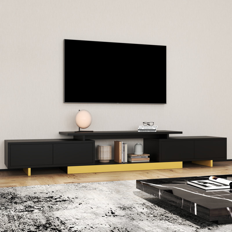  Meuble télé extensible de 63 à 89 po avec 2 portes et armoires 